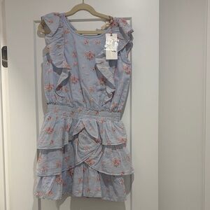 LoveShackFancy Blue and Pink Floral Kids Dress